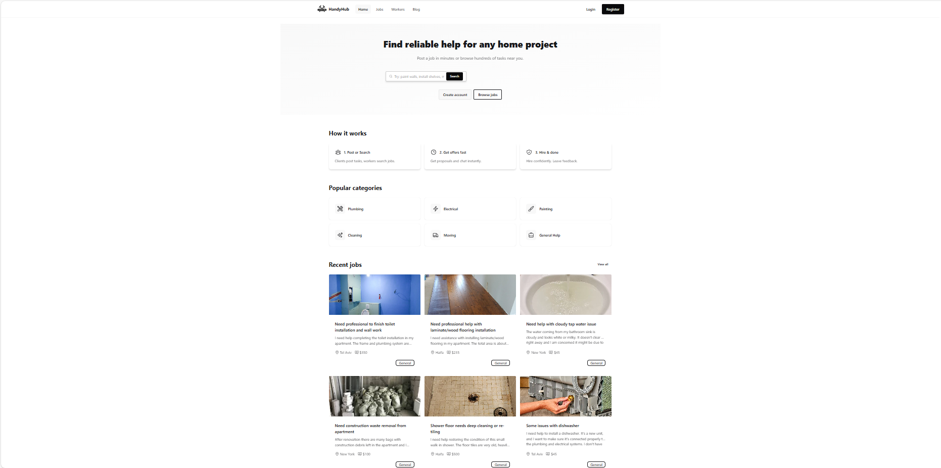 HandyHub application screenshot